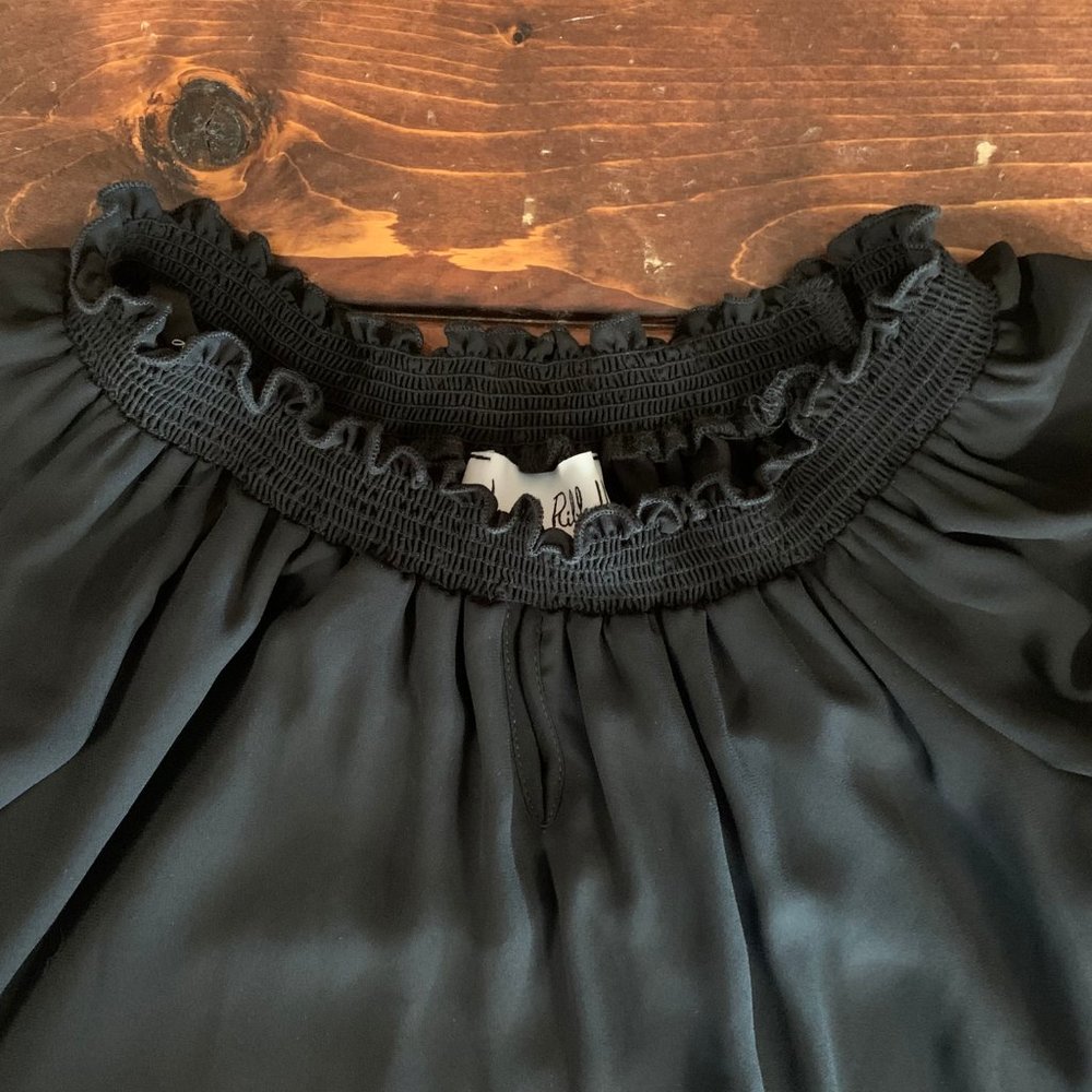 Joseph Ribkoff Guipure Bell Sleeve Women's X-Small Lace Trim A-Line Black Dress - Picture 9 of 15